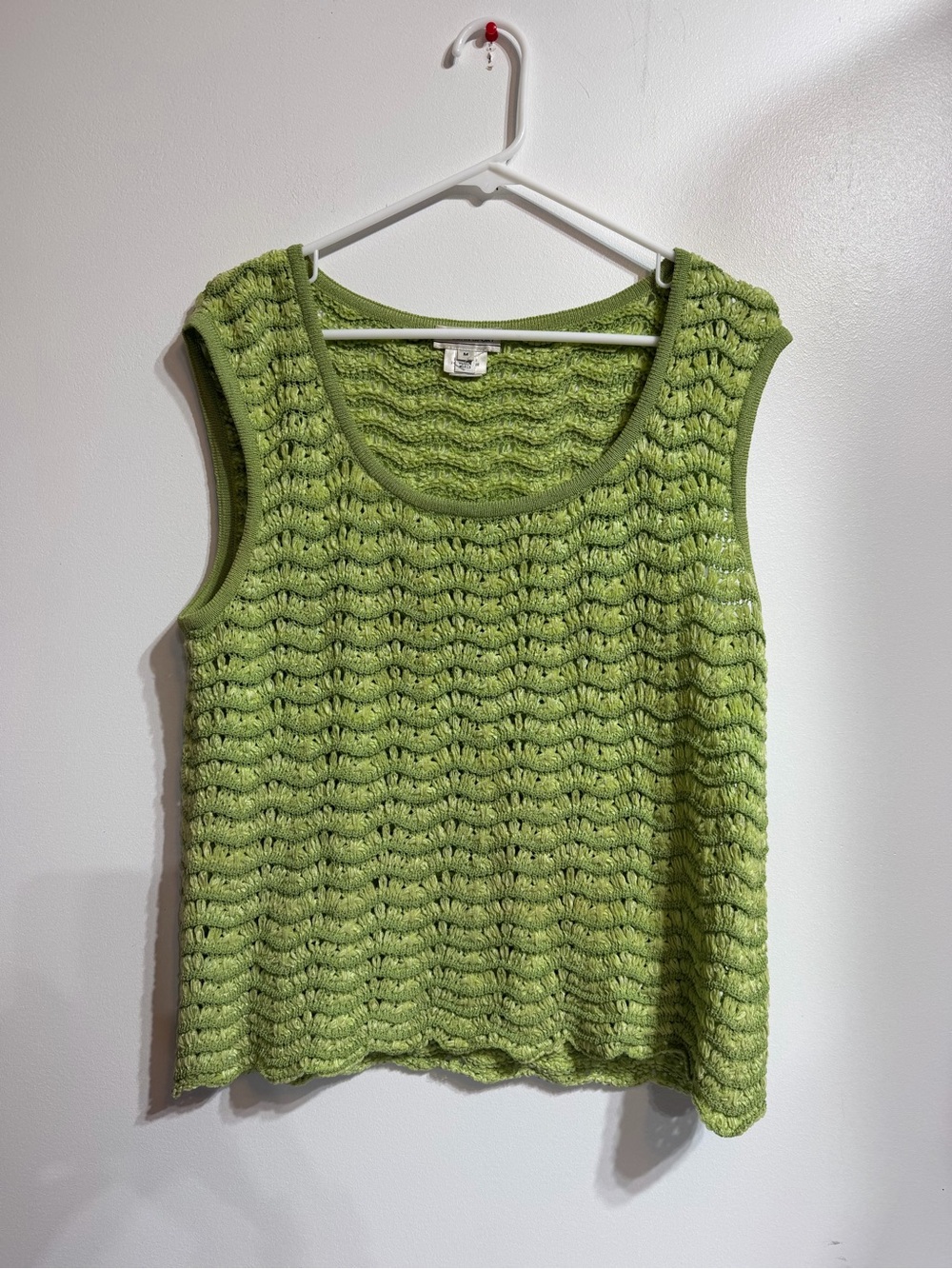 St. John Sport Green Open Knit Textured Sleeveless Tank Top Size Medium M